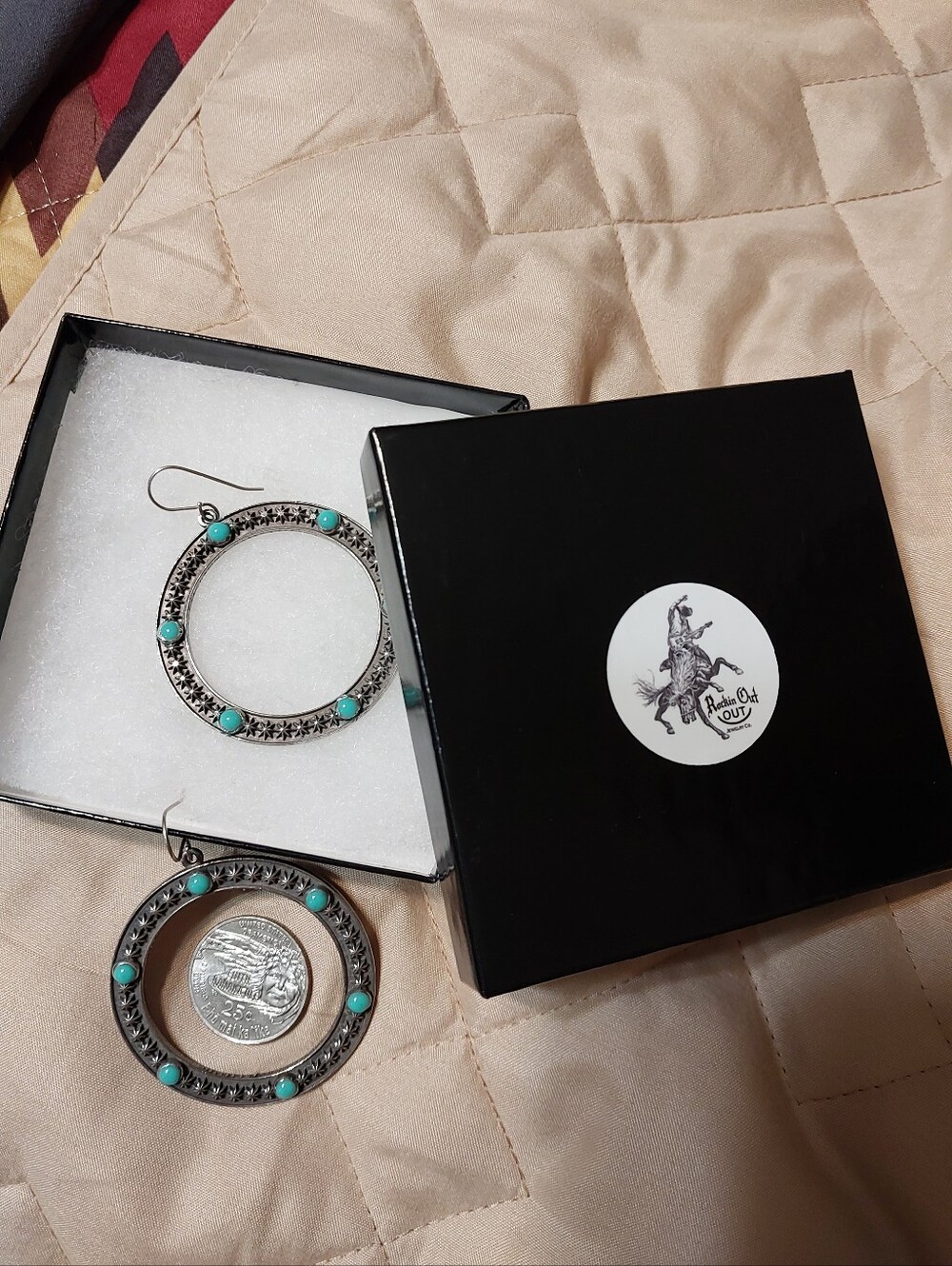 Custom Turquoise Hoop Earrings By Rockin Out